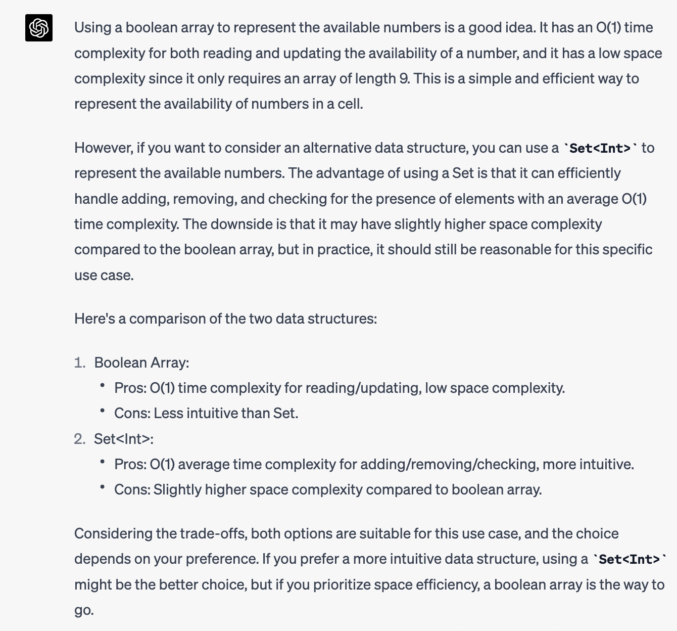 Algorithm conversation